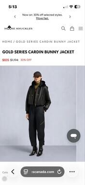 Moose Knuckles Gold Series Cardin Bunny leather jacket XS worn once retail $1194